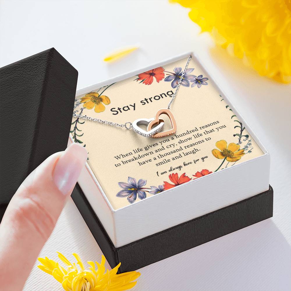Stay Strong Interlocking Hearts Necklace Gift