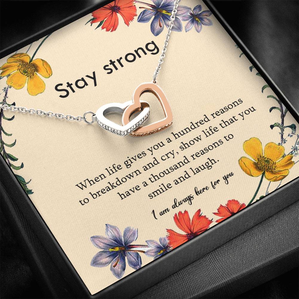 Stay Strong Interlocking Hearts Necklace Gift