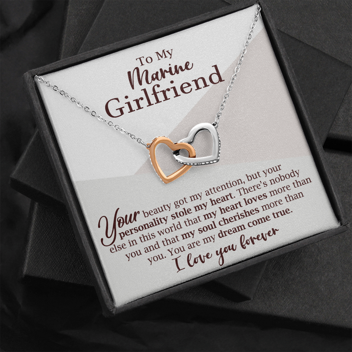 Marine Girlfriend Interlocking Hearts Necklace Gift