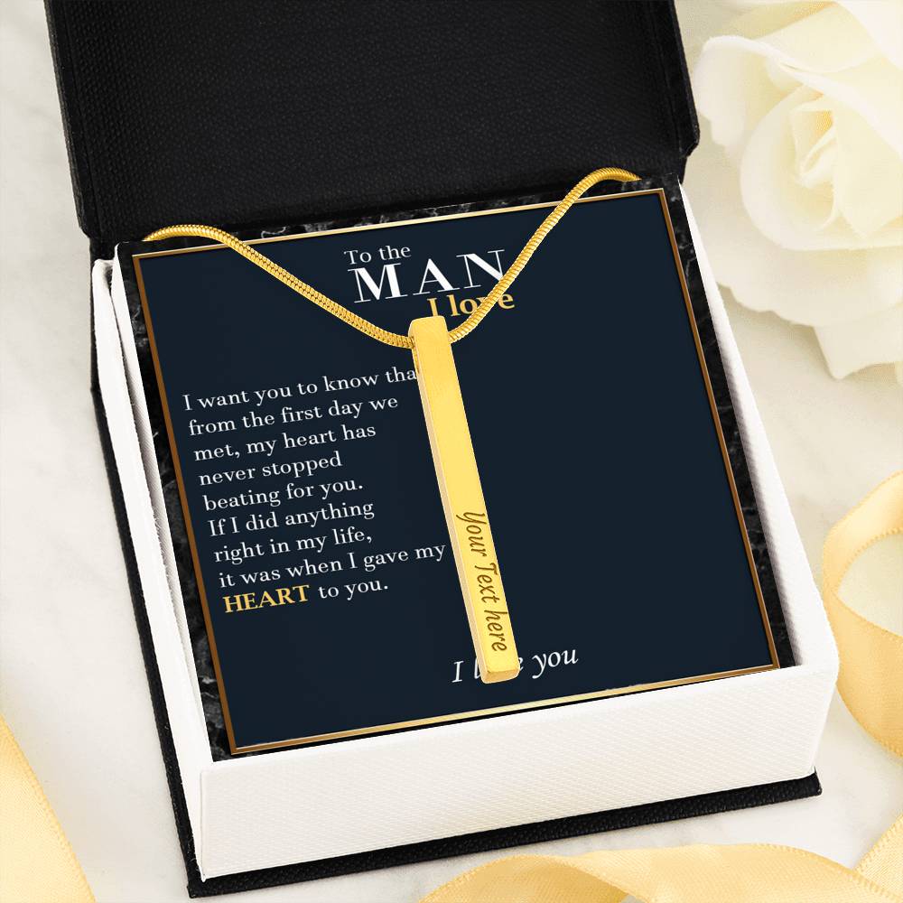 Engraved Bar Necklace Gift for Him