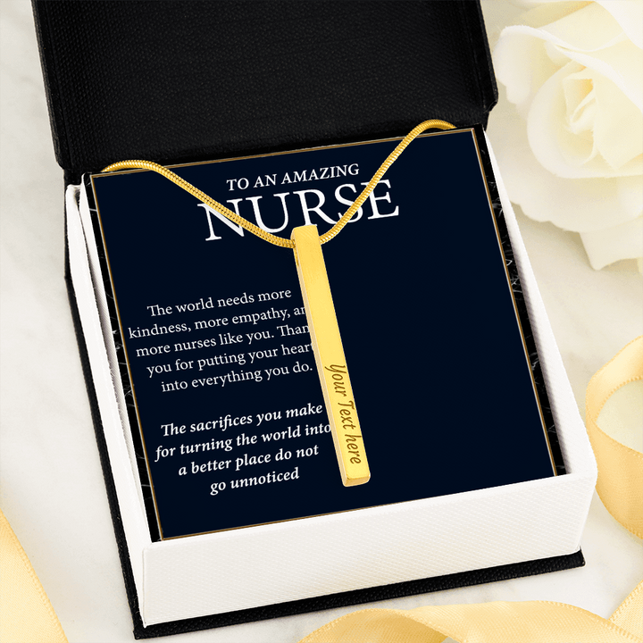 Engraved Bar Necklace Gift for Nurse