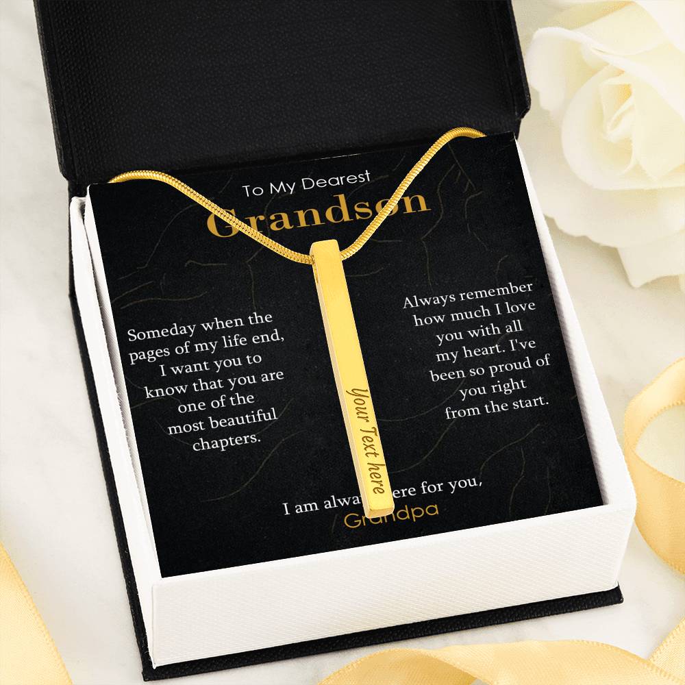 Engraved Bar Necklace Gift for Grandson
