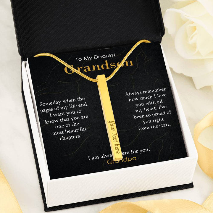 Engraved Bar Necklace Gift for Grandson
