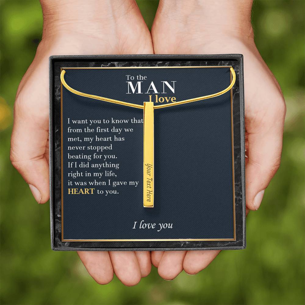 Engraved Bar Necklace Gift for Him