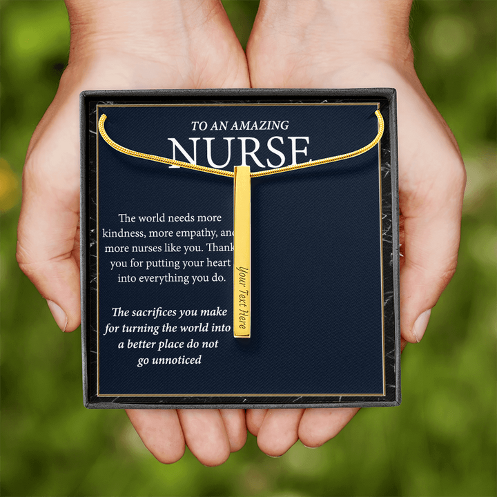 Engraved Bar Necklace Gift for Nurse