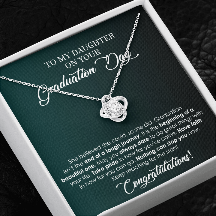 Graduation Love Knot Necklace for Daughter