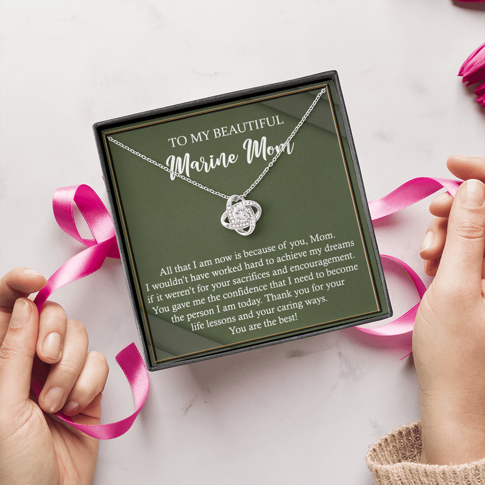 Love Knot Necklace Gift for Marine Mom