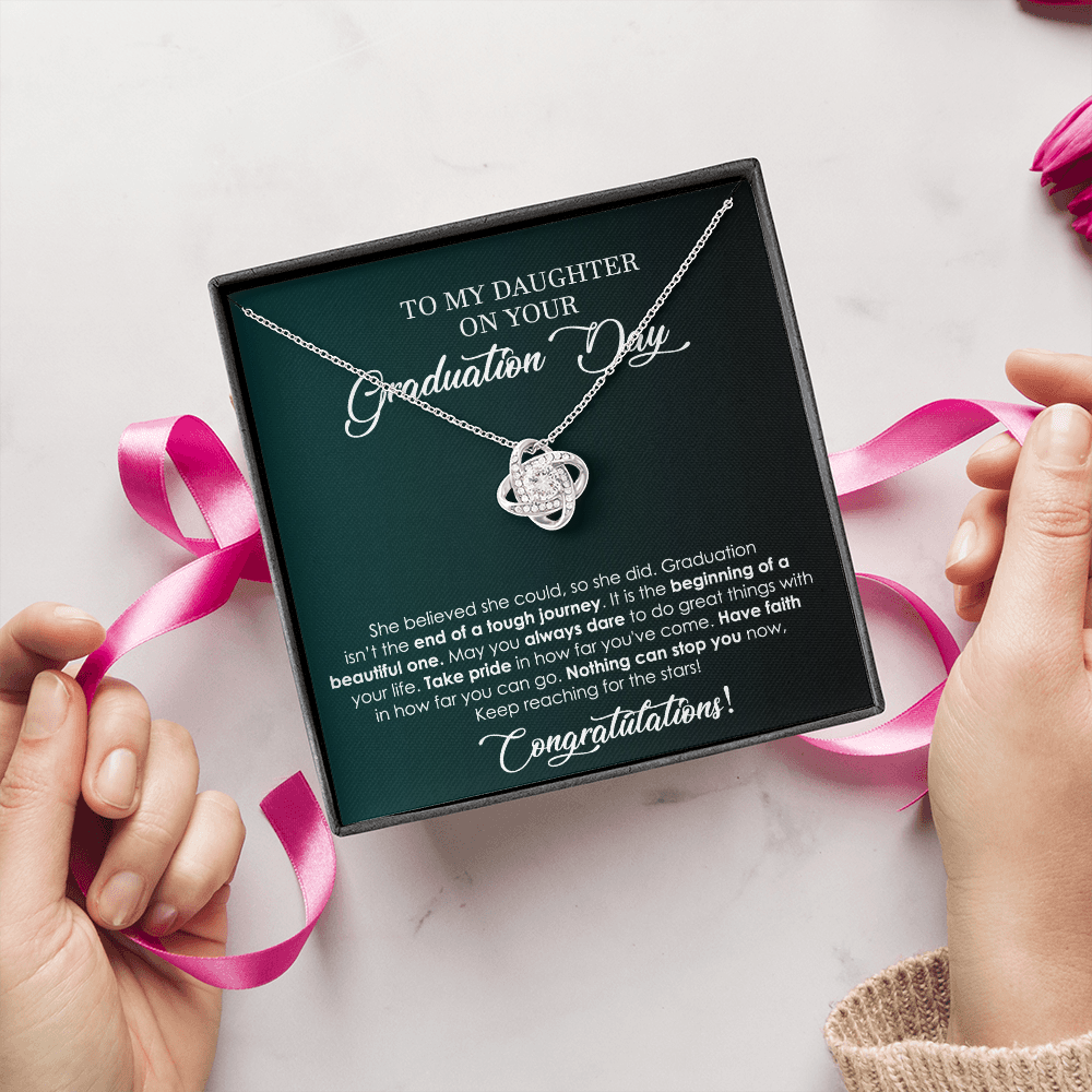 Graduation Love Knot Necklace for Daughter