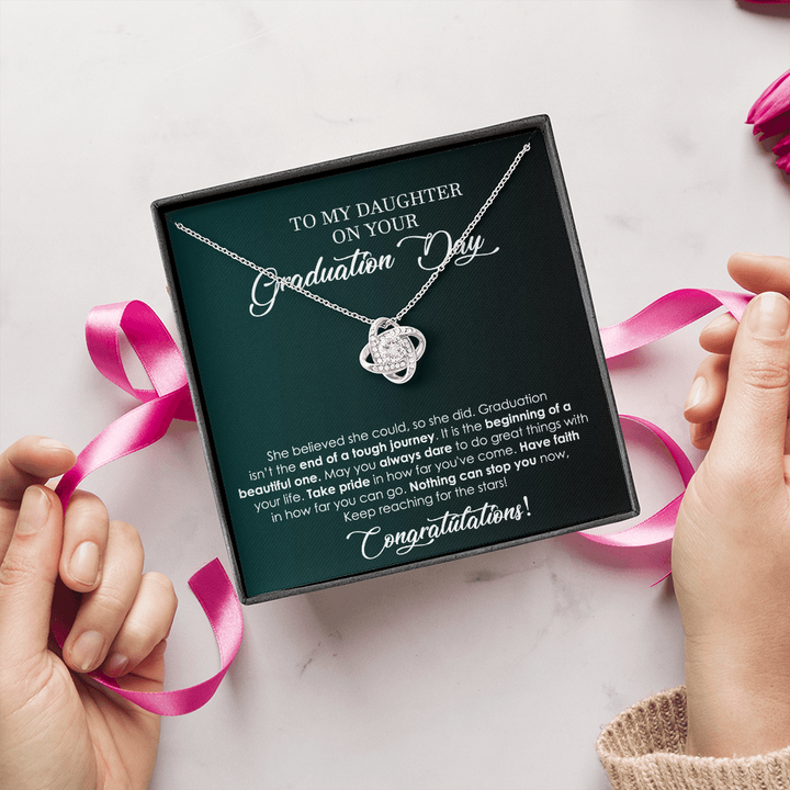 Graduation Love Knot Necklace for Daughter
