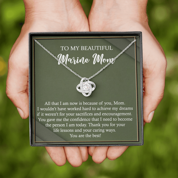 Love Knot Necklace Gift for Marine Mom