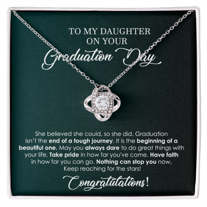Graduation Love Knot Necklace for Daughter