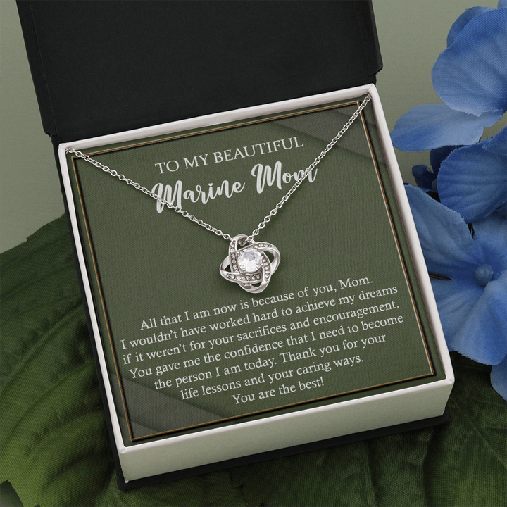 Love Knot Necklace Gift for Marine Mom