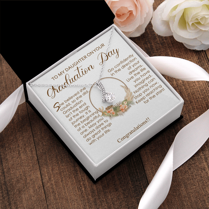 Graduation Sparkle Pendant Necklace for Daughter