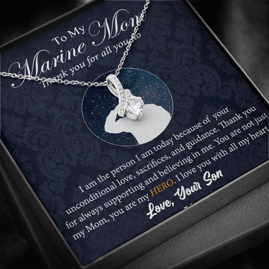 Thank You Necklace Gift For Marine Mom On Mothers Day From Son