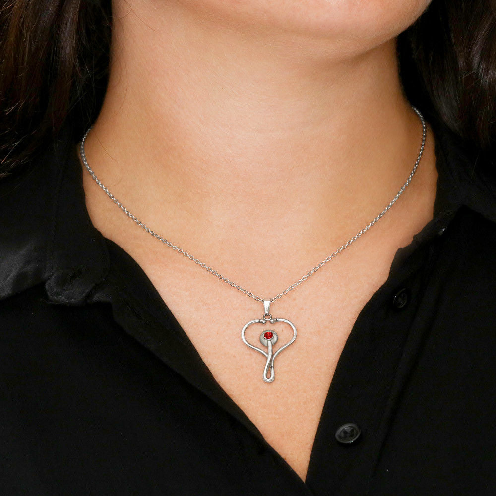 Future Nurse Stethoscope Heart Necklace Graduation Gift