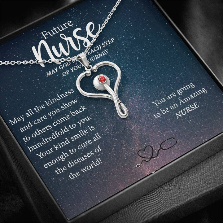 Future Nurse Stethoscope Heart Necklace Graduation Gift