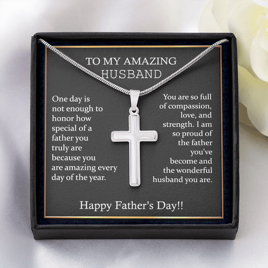 Inspirational Cross Necklace Gift For My Husband On Fathers Day