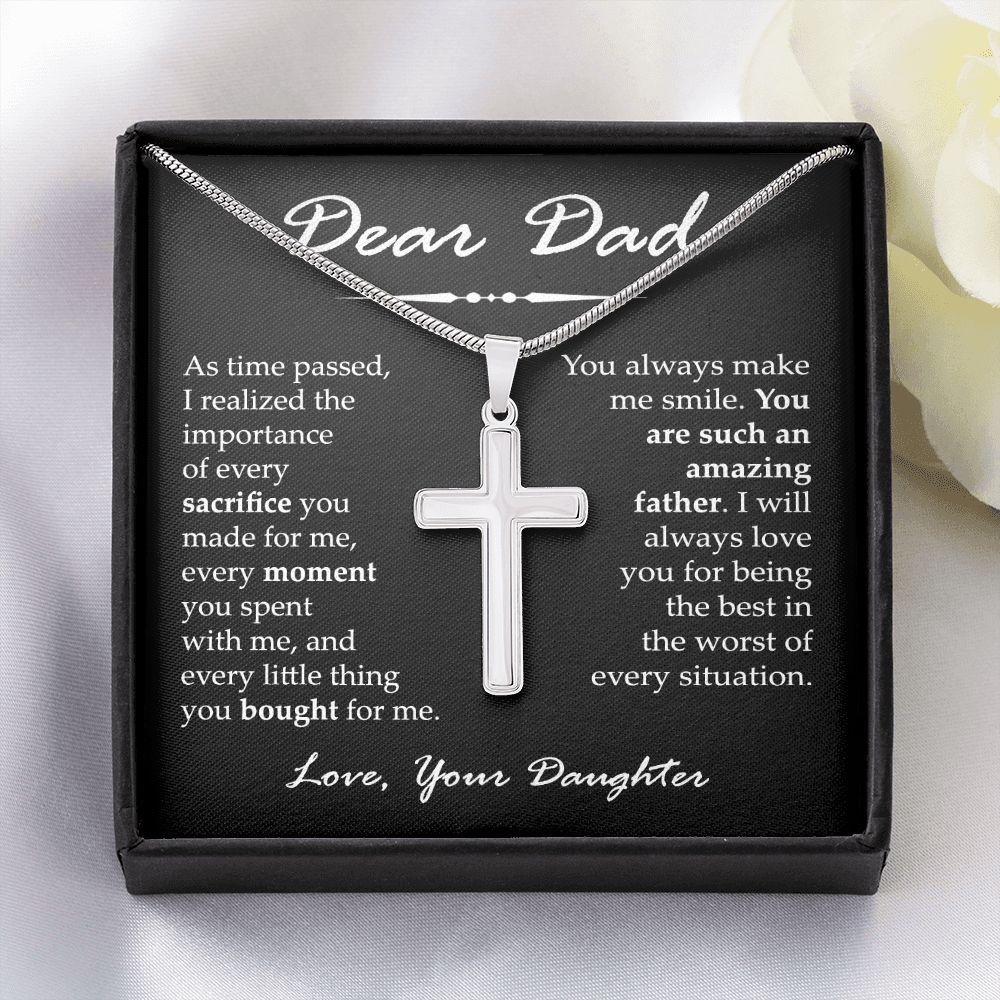 Cross Necklace Gift for Amazing Dad