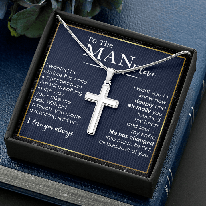 Cross Necklace Gift for the Man I Love