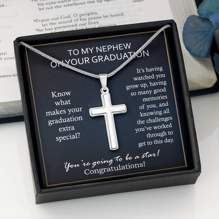 Graduation Cross Necklace for Nephew Gift