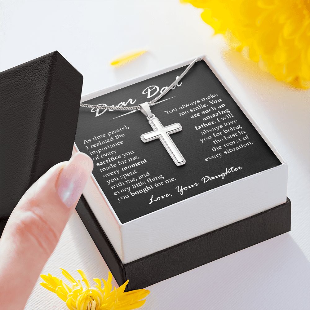 Cross Necklace Gift for Amazing Dad
