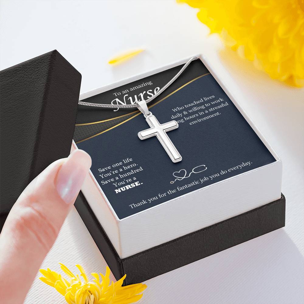 Silver Cross Necklace Gift For Nurse- Nurse Appreciation Gift, Nurse Necklace