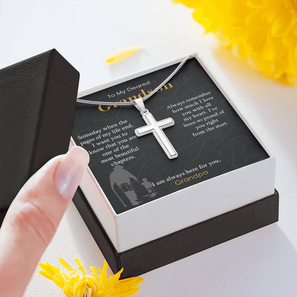 Silver Cross for Grandson - Gift from Grandpa