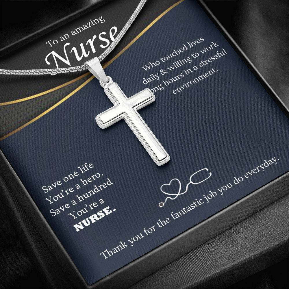 Silver Cross Necklace Gift For Nurse- Nurse Appreciation Gift, Nurse Necklace