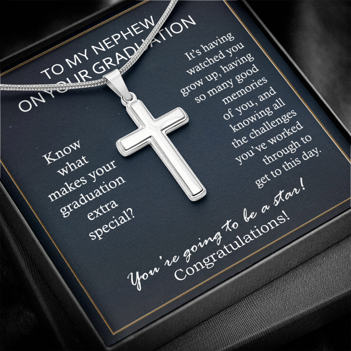Graduation Cross Necklace for Nephew Gift