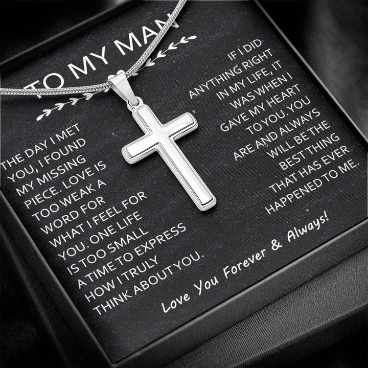 To My Man Cross Necklace Gift