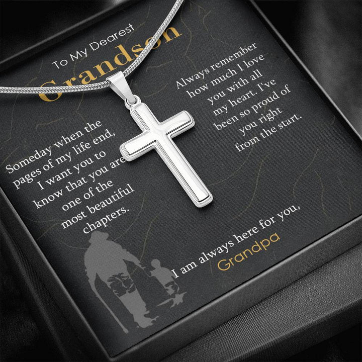 Cross Necklace Gift from Grandpa to Grandson