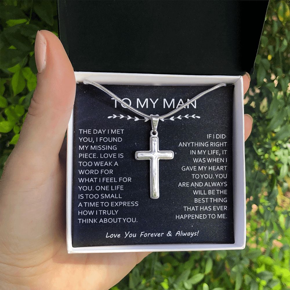 To My Man Cross Necklace Gift