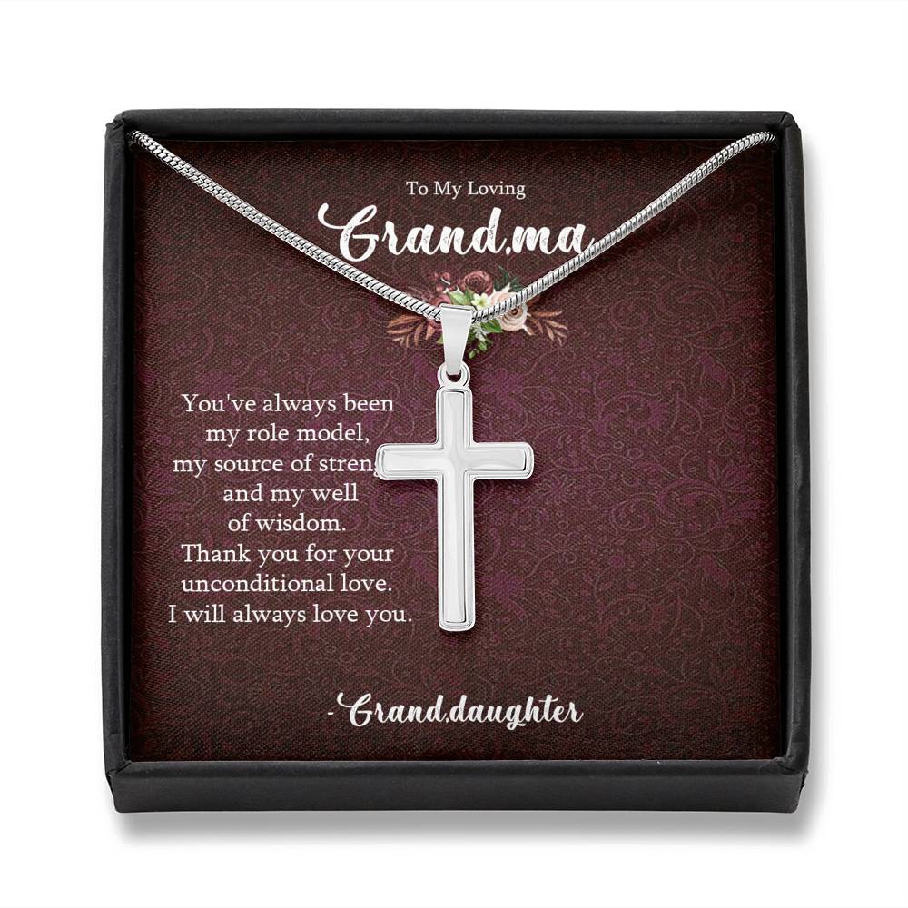 To My Grandma -Silver Cross Necklace, Gift for Grandmother