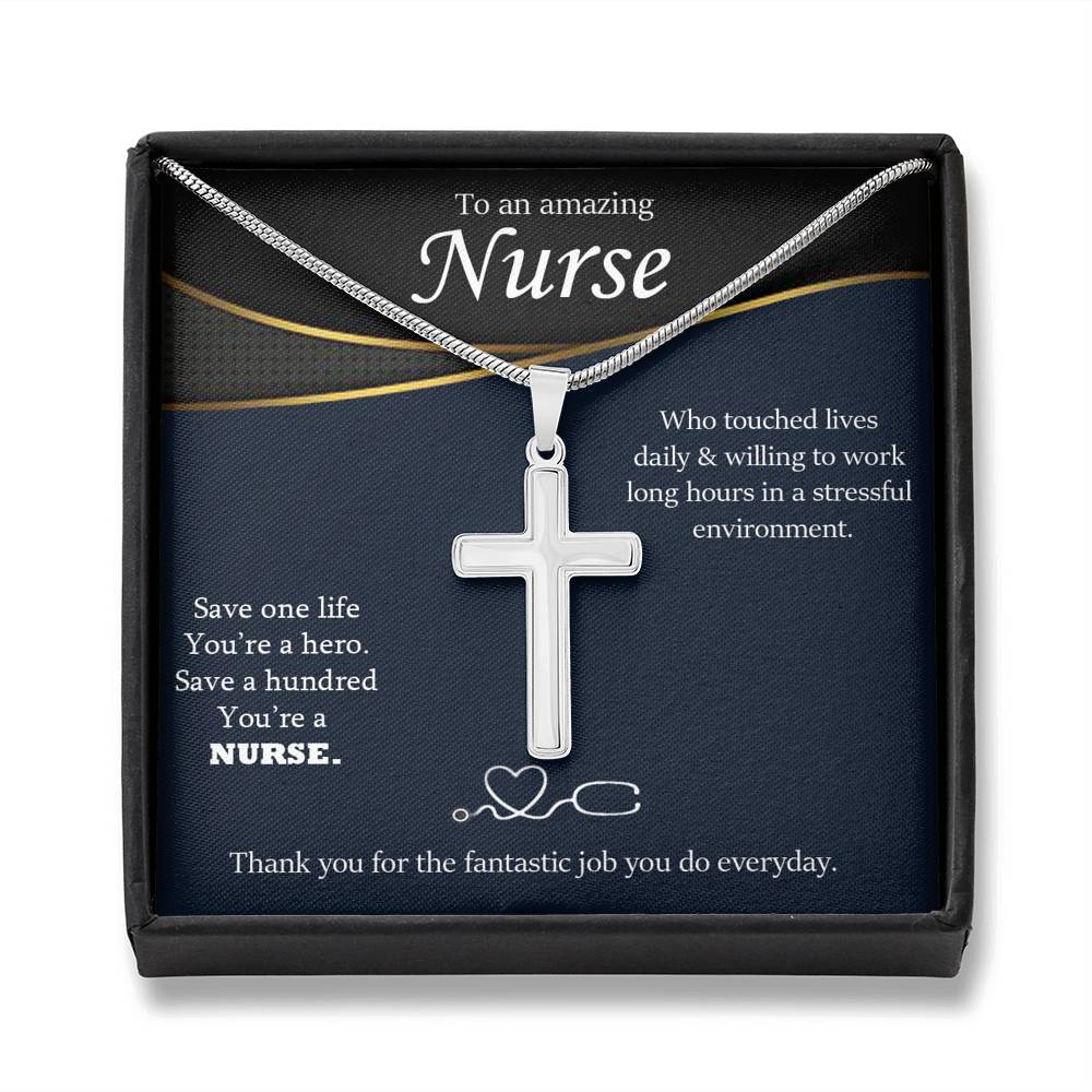 Silver Cross Necklace Gift For Nurse- Nurse Appreciation Gift, Nurse Necklace