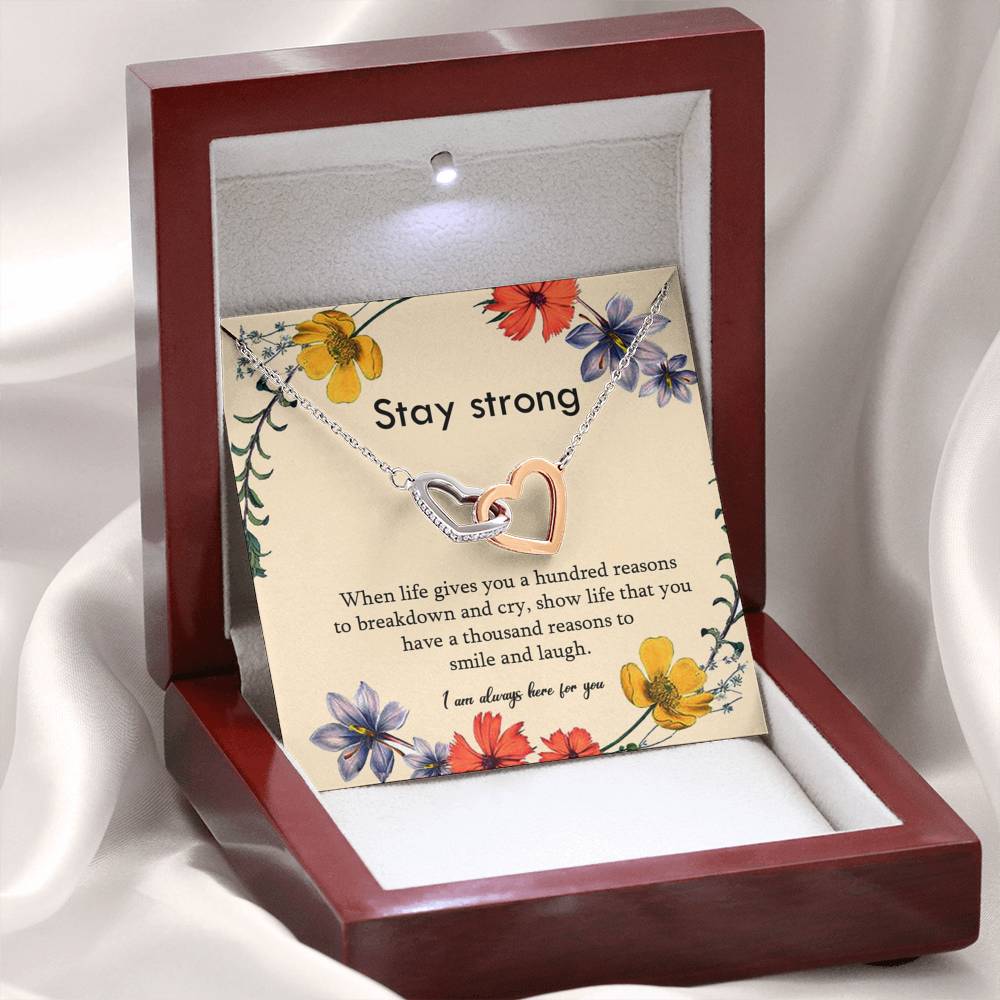 Stay Strong Interlocking Hearts Necklace Gift