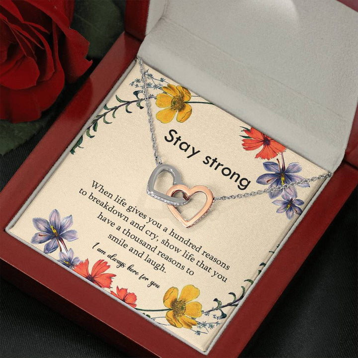 Stay Strong Interlocking Hearts Necklace Gift