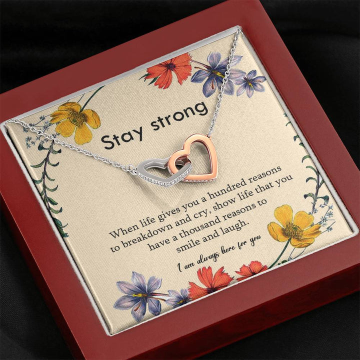 Stay Strong Interlocking Hearts Necklace Gift
