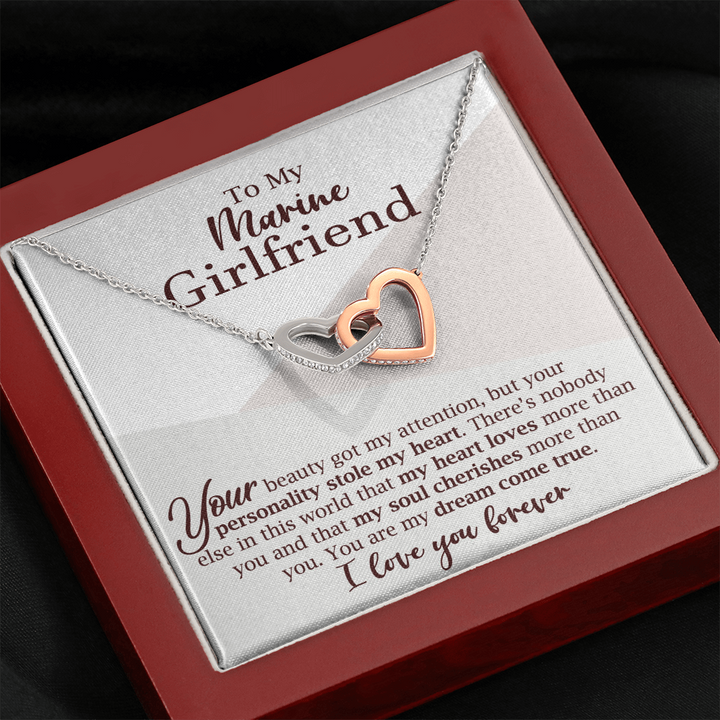 Marine Girlfriend Interlocking Hearts Necklace Gift