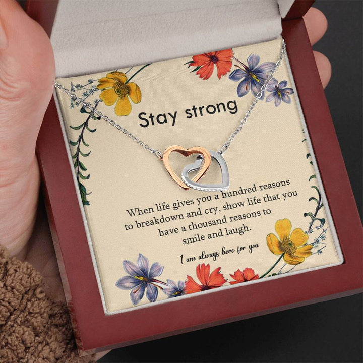 Stay Strong Interlocking Hearts Necklace Gift