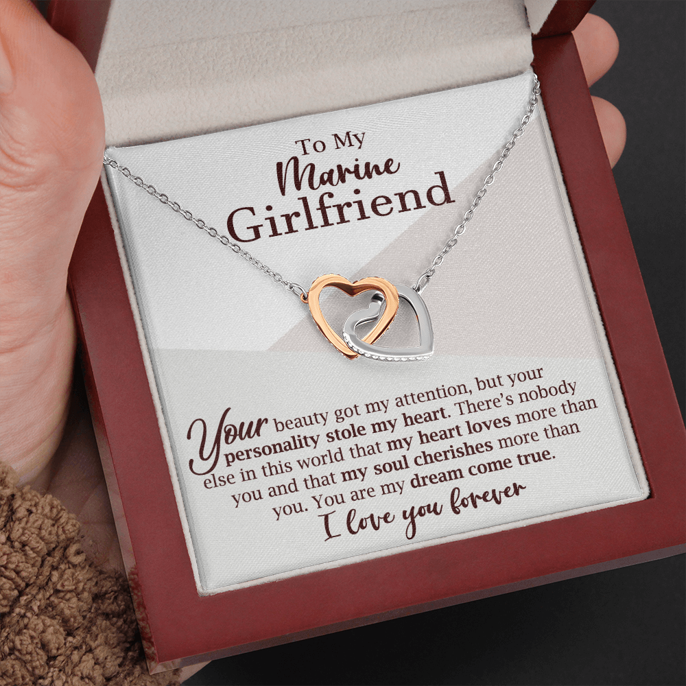 Marine Girlfriend Interlocking Hearts Necklace Gift