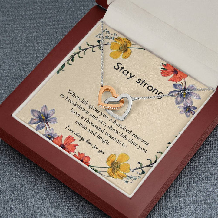 Stay Strong Interlocking Hearts Necklace Gift