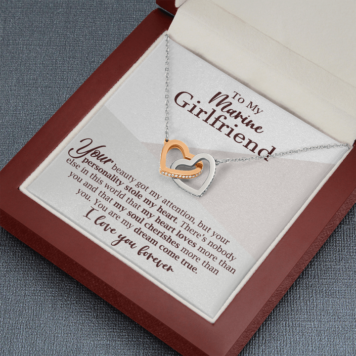Marine Girlfriend Interlocking Hearts Necklace Gift