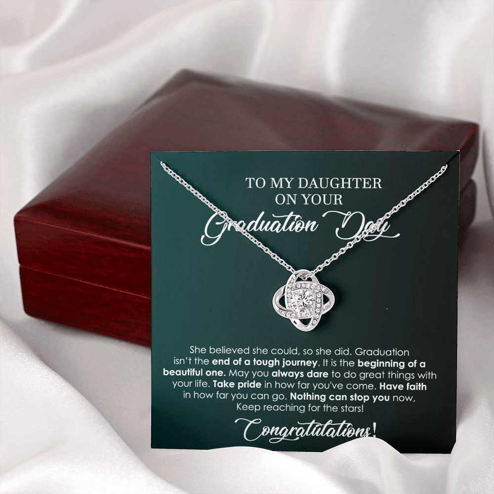 Graduation Love Knot Necklace for Daughter