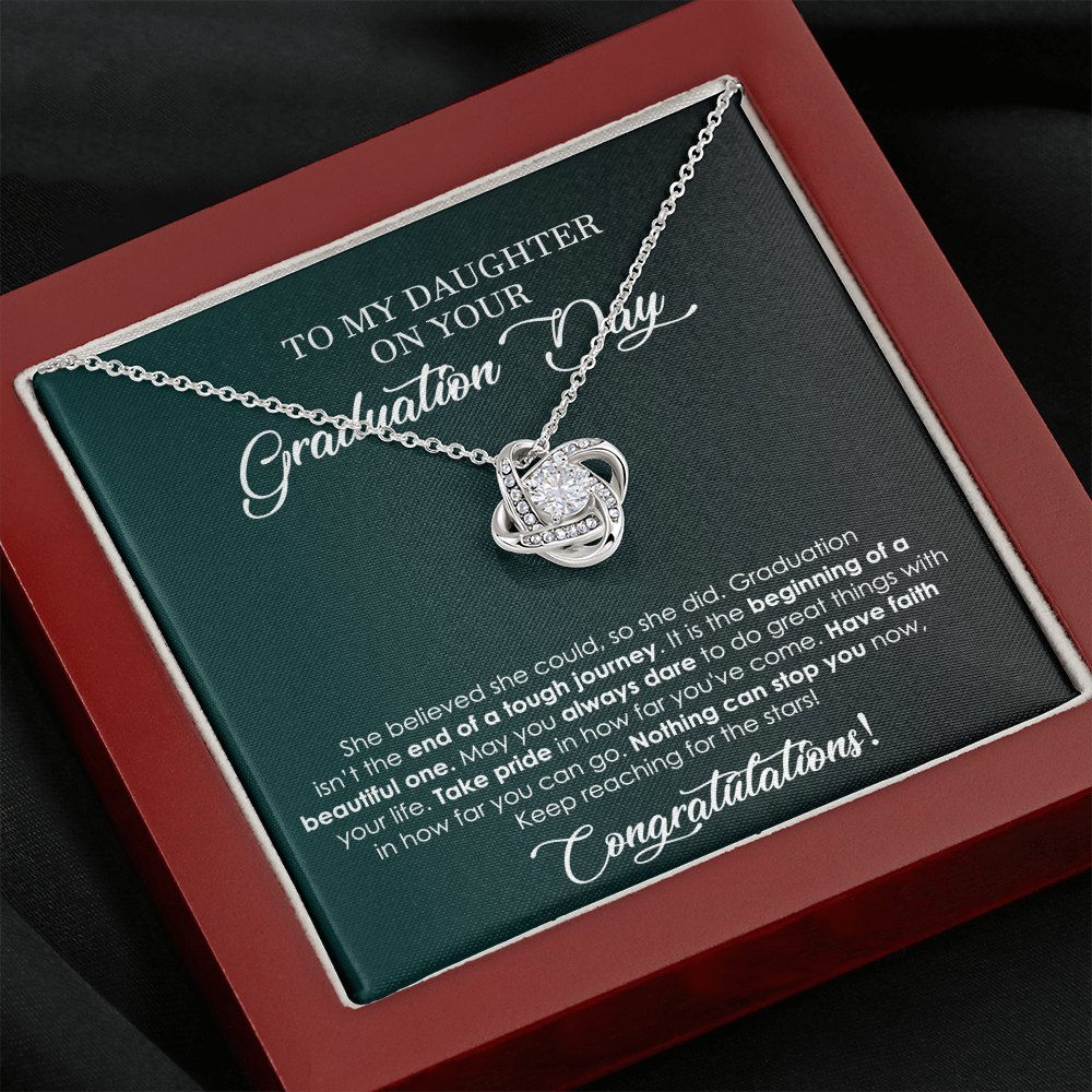 Graduation Love Knot Necklace for Daughter