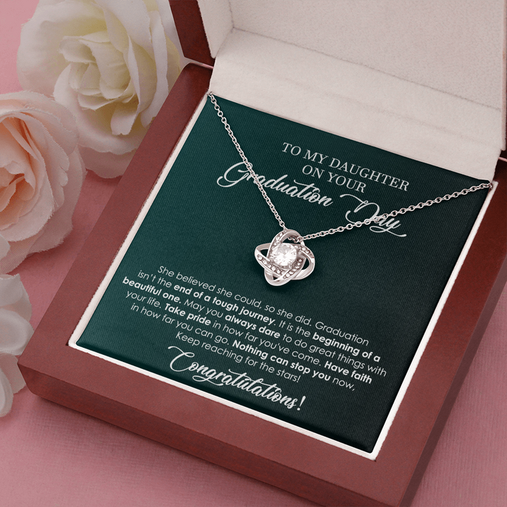Graduation Love Knot Necklace for Daughter