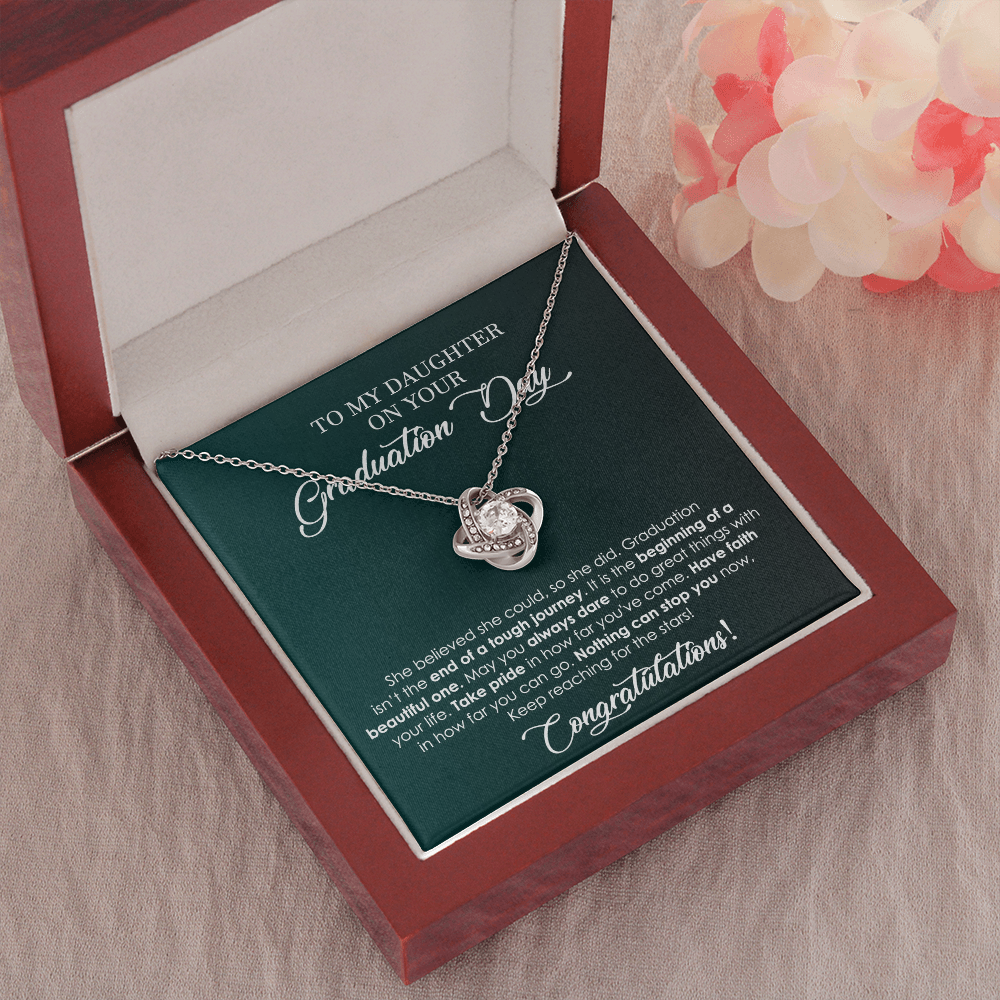 Graduation Love Knot Necklace for Daughter