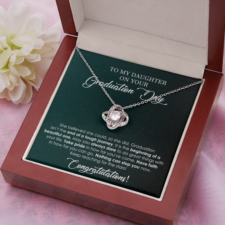 Graduation Love Knot Necklace for Daughter