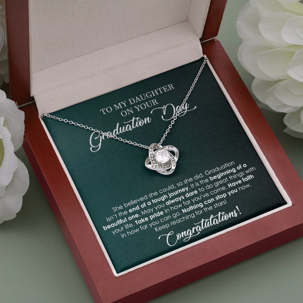 Graduation Love Knot Necklace for Daughter