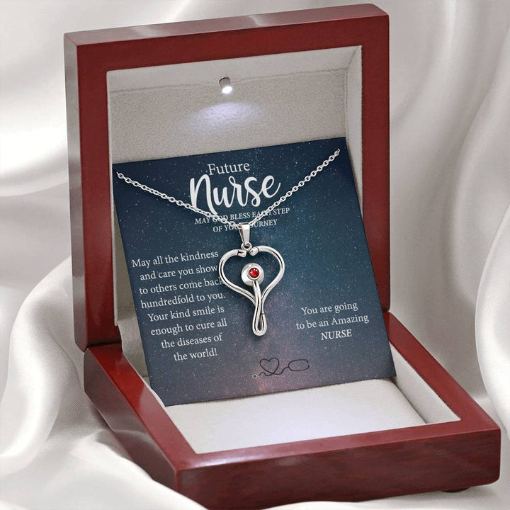 Future Nurse Stethoscope Heart Necklace Graduation Gift