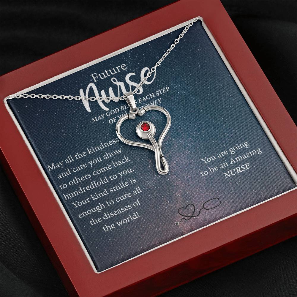 Future Nurse Stethoscope Heart Necklace Graduation Gift